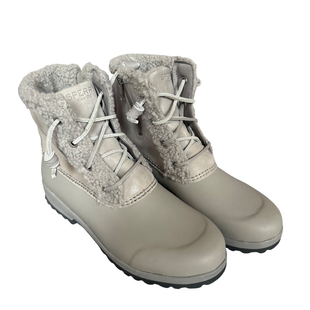Sperry Syren Gulf Waterproof Duck Boots Grey Faux Fur Thinsulate STS87892 Mens 8
